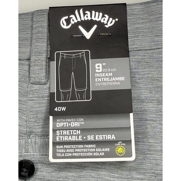 NWT‎ Callaway Men's Golf Shorts Size 40 Gray Opti-Dri Stretch 9" Inseam UPF 50 - Picture 8 of 9